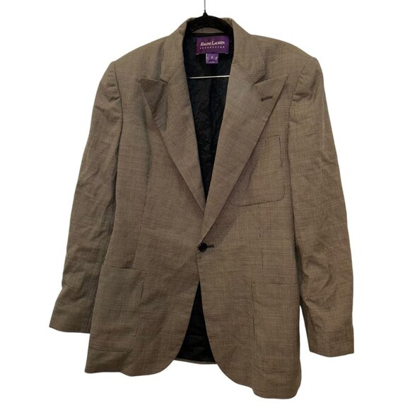 Ralph Lauren Purple Label Collection black white tweed wool garbadine blazer jkt - Picture 1 of 5